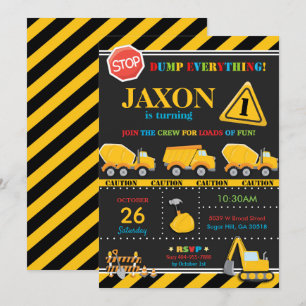 Construction Birthday Invitation Boy