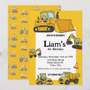 Construction Birthday Invitation  Boy Truck Party 