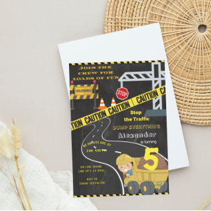 Construction Birthday Invitation Card
