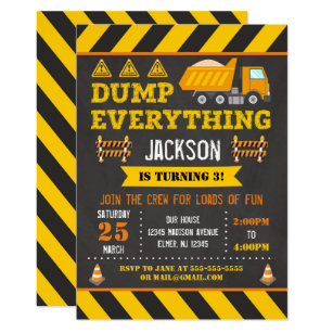 Construction Birthday Invitation | Dump Truck |