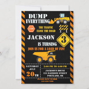 Construction birthday invitation Dump truck invite