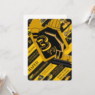 Construction Birthday Invitation, Editable Constru Invitation