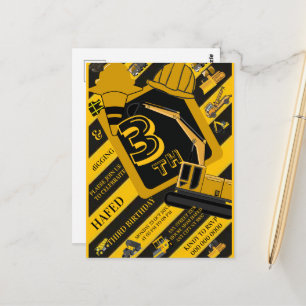 Construction Birthday Invitation, Editable Constru Postcard