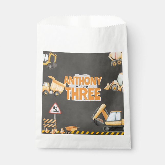 Construction Birthday Invitation Favour Bag (Front)