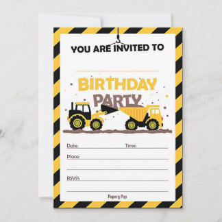 Construction Birthday Invitation. Invitation