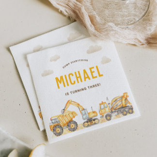 Construction Birthday Invitation Napkin
