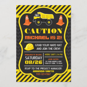 Construction Birthday Invitation with Envelopes