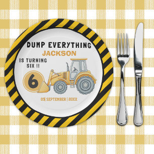 Construction Birthday Paper Plates Turning 6
