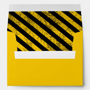 Construction Birthday Party Black Yellow Stripes Envelope