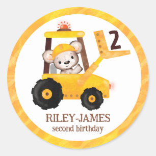 Construction Birthday Party Classic Round Sticker
