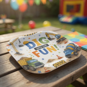 Construction Birthday Party   Dig Into The Fun Paper Plate