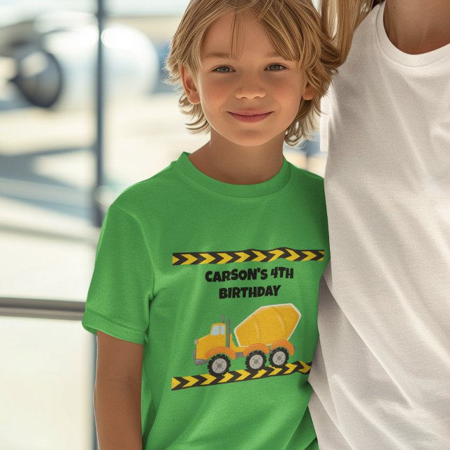 Construction Birthday Party Dump Truck Green Kids T-Shirt (Creator Uploaded)