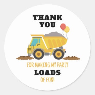 Construction Birthday Party Favor Classic Round Sticker