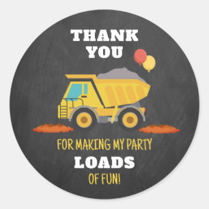 Construction Birthday Party Favour Classic Round Sticker