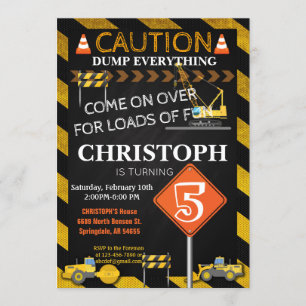 Construction Birthday Party Invitation