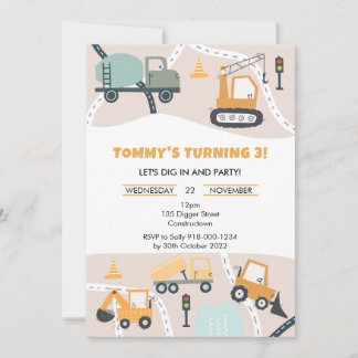 Construction Birthday Party Invitation