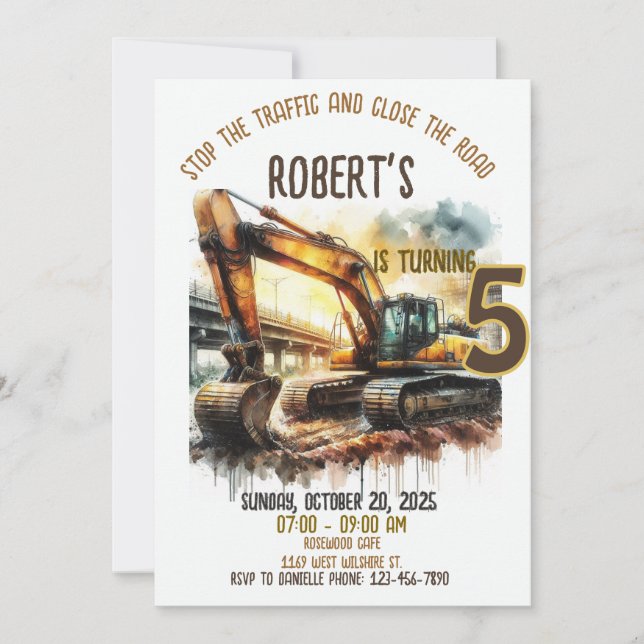 Construction Birthday Party Invitation (Front)