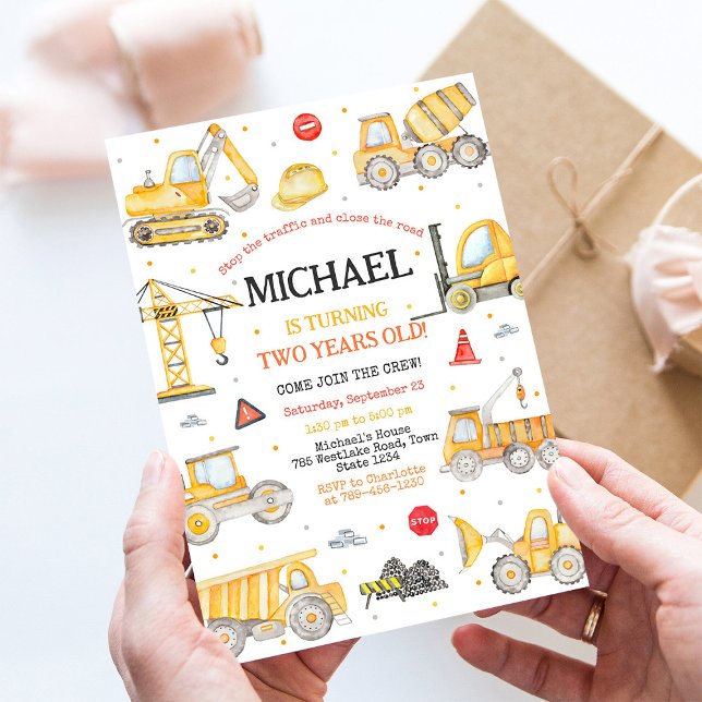 Construction Birthday Party Invitation (Creator Uploaded)