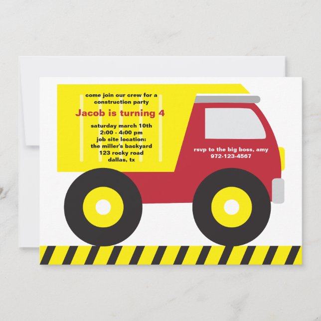 Construction Birthday Party Invitation (Front)