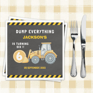 Construction Birthday Party Napkins Turning Six