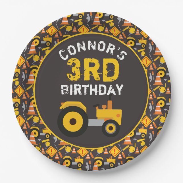 Construction Birthday Party  Paper Plate (Front)