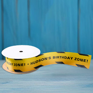 Construction Birthday Party Satin Ribbon – Yellow 