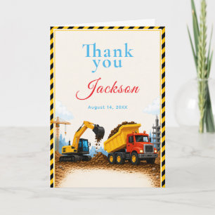 Construction Birthday Party Thank You Card