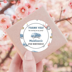 Construction Birthday Party Thank You  Classic Round Sticker