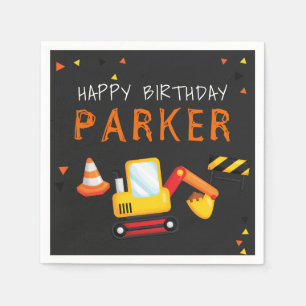 Construction Birthday Personalised Chalkboard Napkin