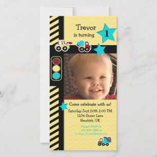Construction Birthday Photo Card