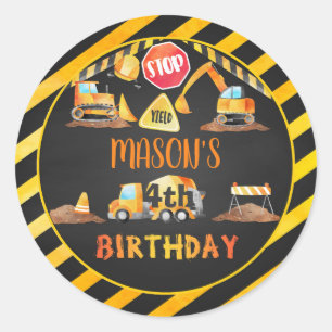 Construction Birthday Sticker - Custom BL