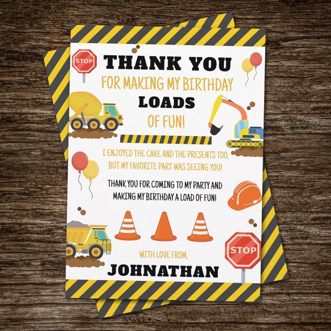 Construction Birthday Thank You Card (Creator Uploaded)