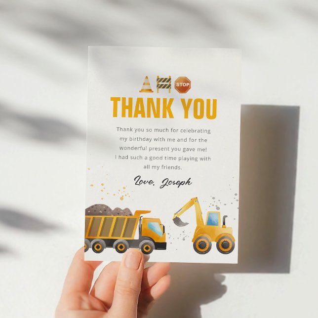 Construction Birthday Thank You Card (Creator Uploaded)