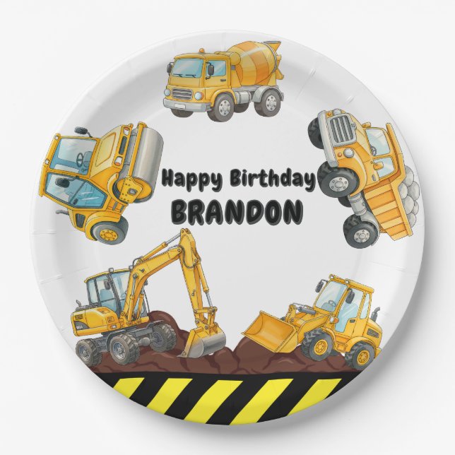 Construction Birthdayt Paper Plate (Front)