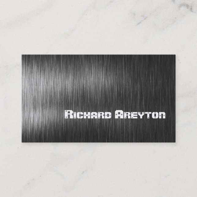 Construction black grey metal custom business card (Front)