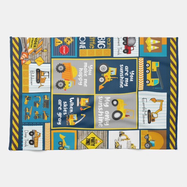 Construction Blanket, Construction Gifts Tea Towel (Horizontal)