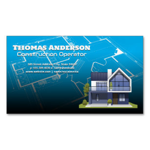 Construction Blue Prints   Real Estate Housing Magnetic Business Card