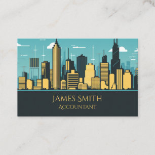 Construction Blue Skyline QR Business Card