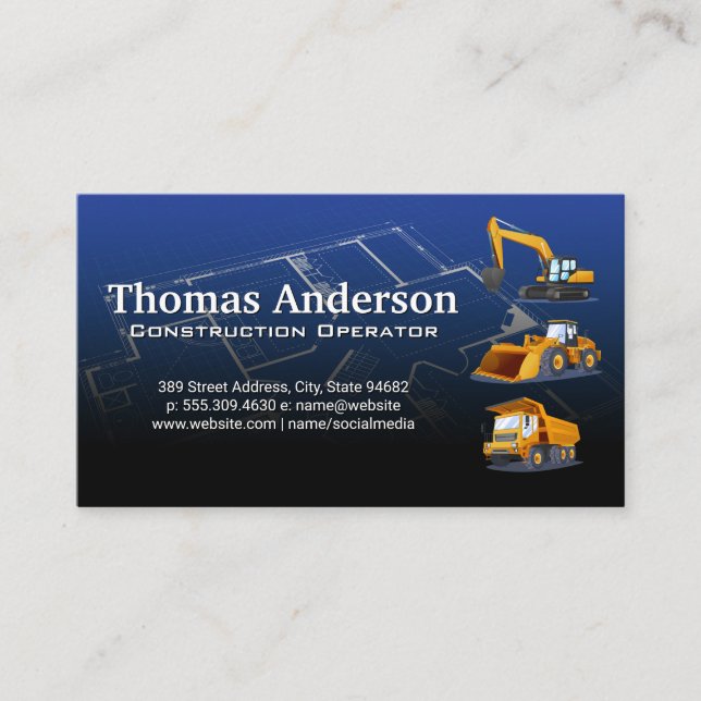 Construction | Blueprints | Home Builders Business Card (Front)