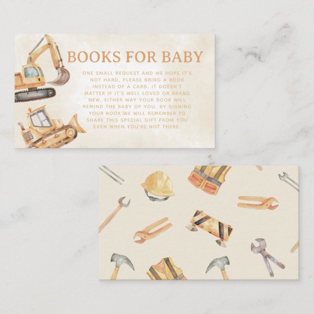 Construction Books For Baby Enclosure Card (Front/Back)