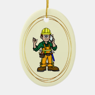 Construction Boss on Cell Phone Ornament