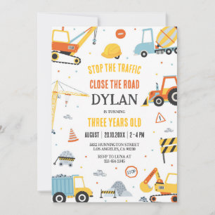 Construction Boy Birthday Invitation