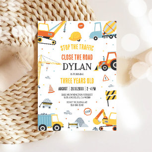 Construction Boy Birthday Invitation