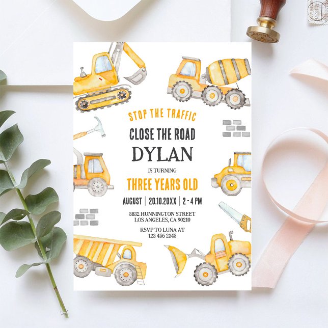 Construction Boy Birthday Invitation (Creator Uploaded)