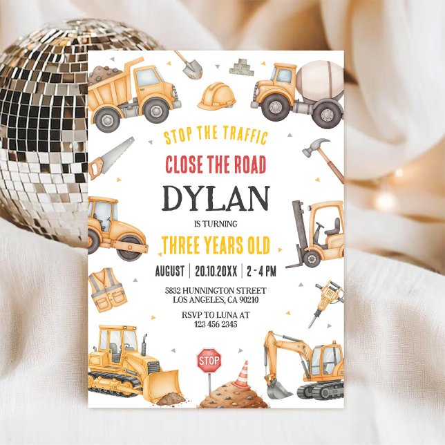 Construction Boy Birthday Invitation (Creator Uploaded)