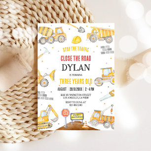 Construction Boy Birthday Invitation