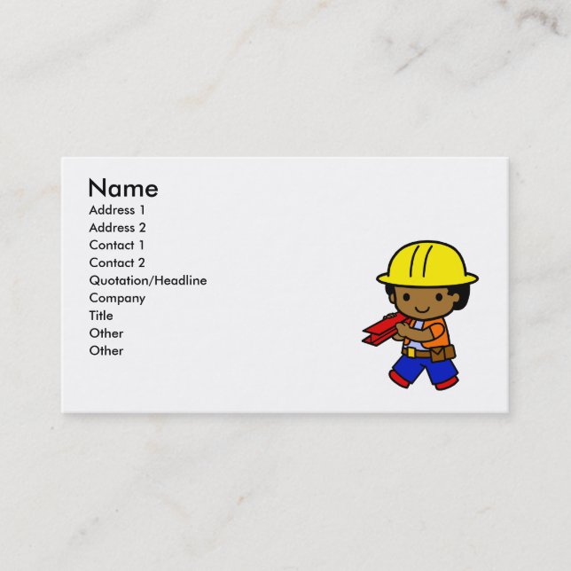 Construction Boy Business Card (Front)