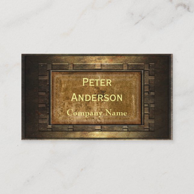 Construction Bronze Metal Frame Business Card (Front)