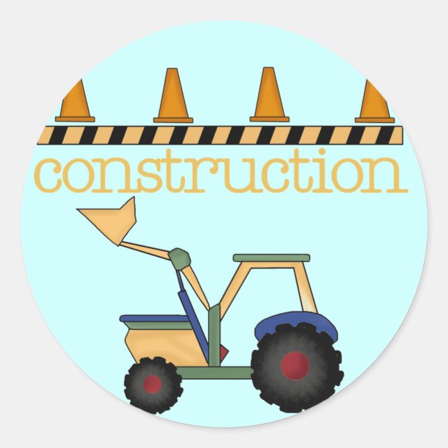 Construction Bucket Loader t-shirts and Gifts Classic Round Sticker (Front)