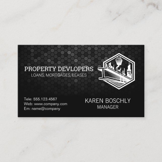 Construction Build Logo | Finance Investments Business Card (Front)
